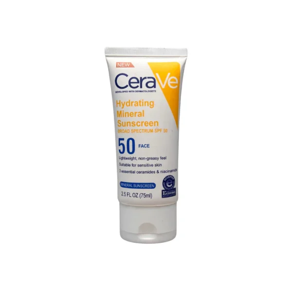 Ceravae Hydrating Mineral Sunscreen Broad Spectrum SPF 50 — Face Protection